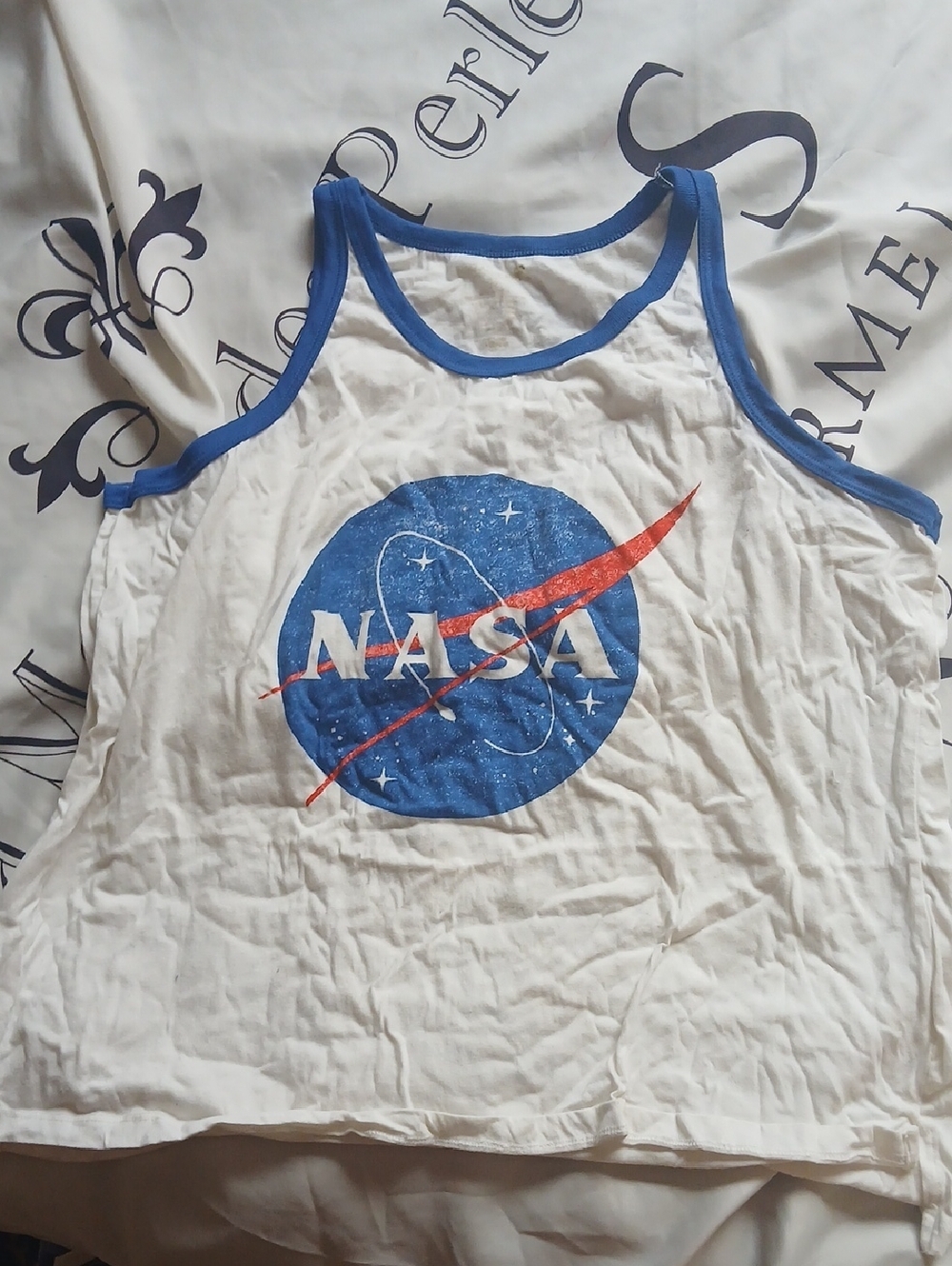 NASA Logo White Tank Top with Blue Trim Xl